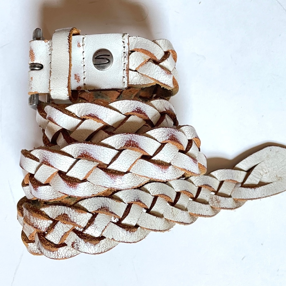 Vintage leather White woven belt by Silver Jeans